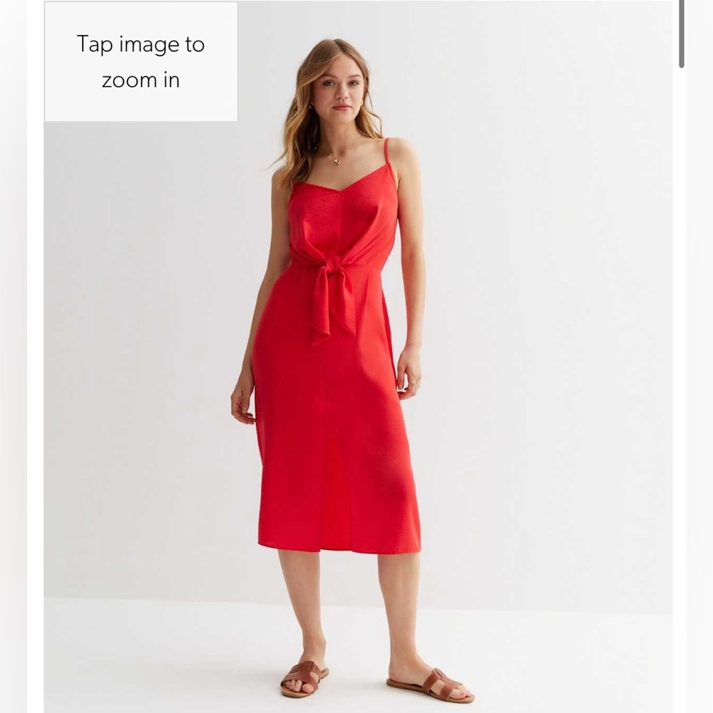 NWOT New Look Tie Knot Midi Dress in Red, 2